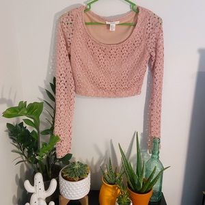 Forever 21 Lace Mauve Crop Top